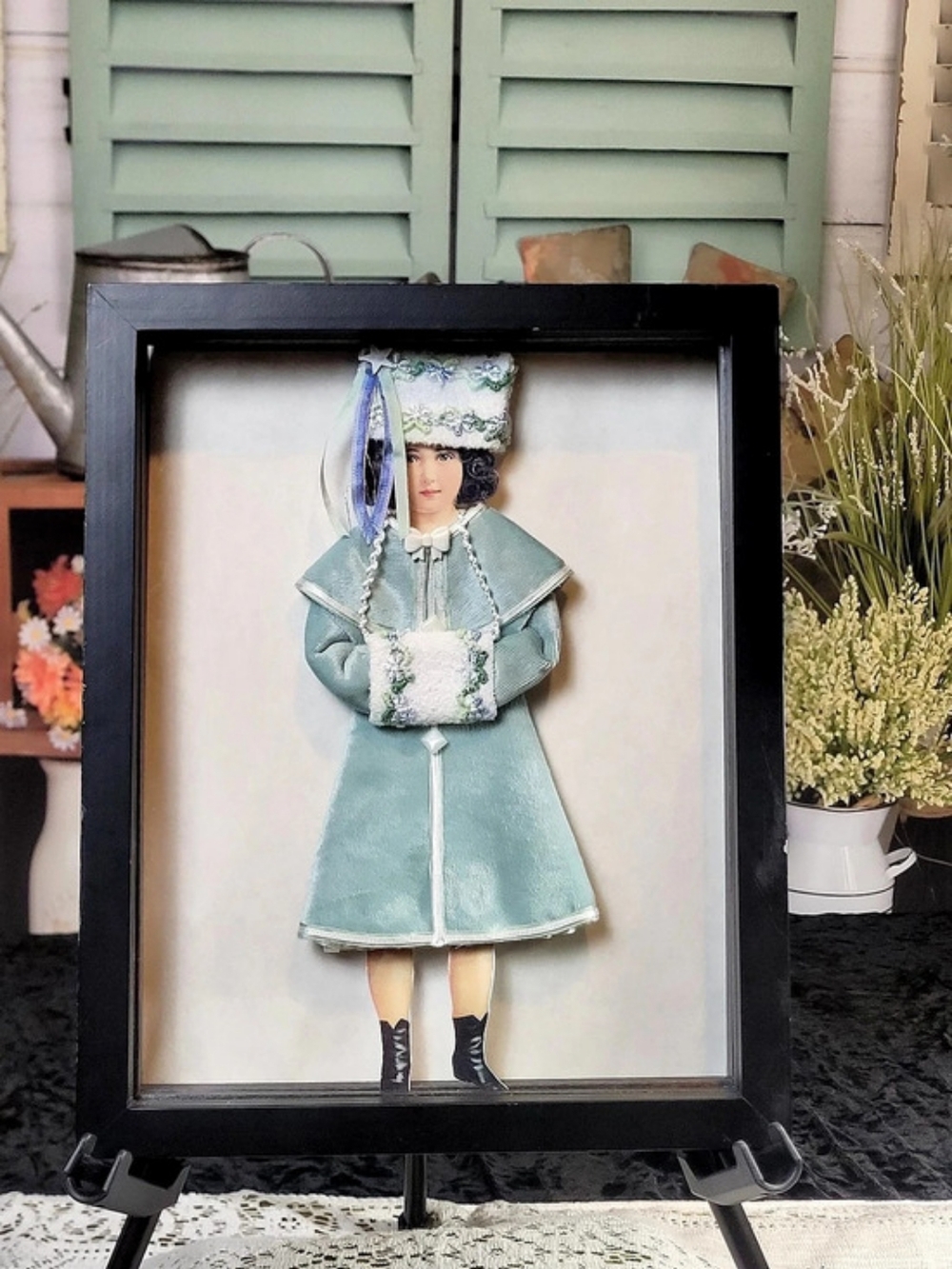 Framed Mixed Media Art in Green & Black
